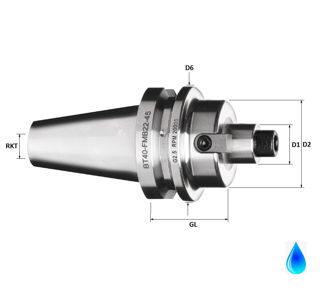 BT40 27mm Spigot Face Mill Holder, 200mm GL, Form AD (Standard Accuracy
